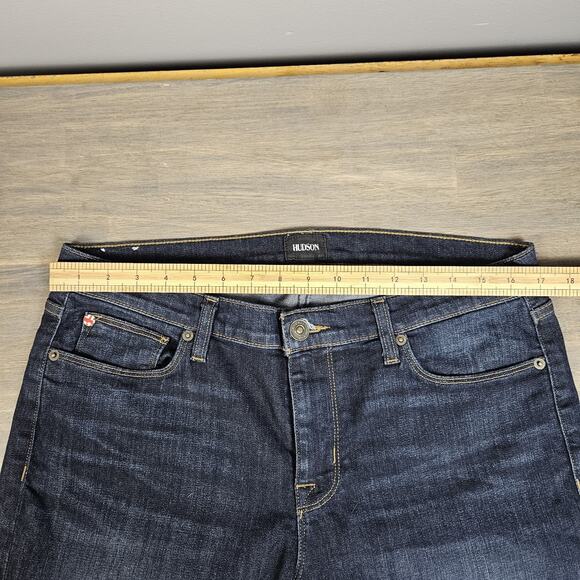 Hudson Women's Jeans Denim Krista Low Rise Skinny Ankle Size 32 Raw Hem Dark - Picture 7 of 10